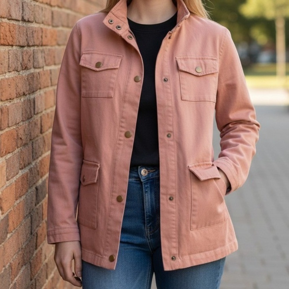 Chic Me Utility Jacket M Pink Transitional Gorpcore Fashion Military Field Coat